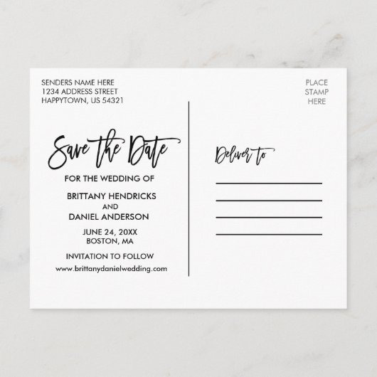 Pinselskript Wir werden Save the Date heiraten Postkarte (Rückseite)