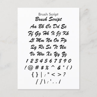 Pinselskript - Zazzle-Schriftart-Sampler-Blatt Postkarte