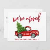 Pinselskriptänderung der Adresse Red Truck Tree Postkarte (Vorne/Hinten)