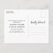 Pinselskriptänderung von Plänen verzögert Hochzeit Ankündigungspostkarte (Rückseite)