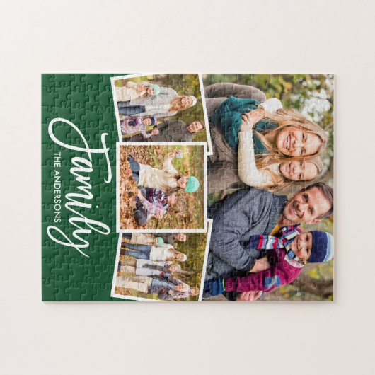 Pinselskriptfamilie 4 Foto Grün oder Auswahl Farbe Puzzle (Horizontal)