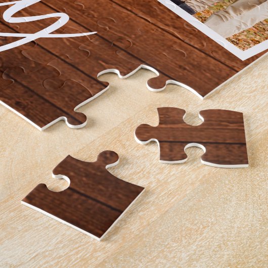 Pinselskriptfamilie 4 Foto Rustikale Holzdruckspur Puzzle (Seite)