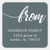 Pinselskriptfamilie Rücksendeadresse Quadratischer Aufkleber (Vorderseite)