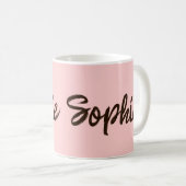 Pinselskriptname Hübsch Rosa personalisierte Umarm Kaffeetasse (VorderseiteRechts)