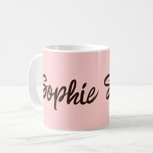Pinselskriptname Hübsch Rosa personalisierte Umarm Kaffeetasse (Vorderseite Links)
