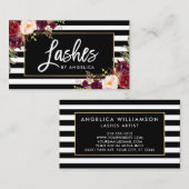 Pinselskriptstriche Strichen Burgundy Floral Visitenkarte (Vorne/Hinten)