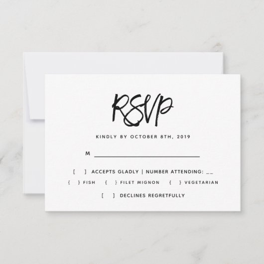 Pinselskripttypografie Wedding RSVP Einladung (Vorderseite)