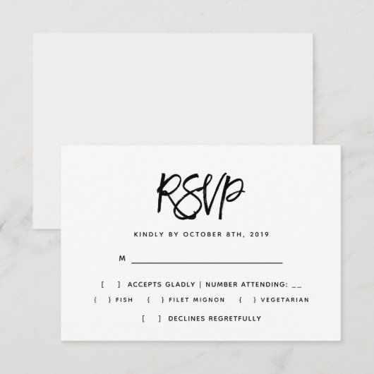 Pinselskripttypografie Wedding RSVP Einladung (Vorne/Hinten)