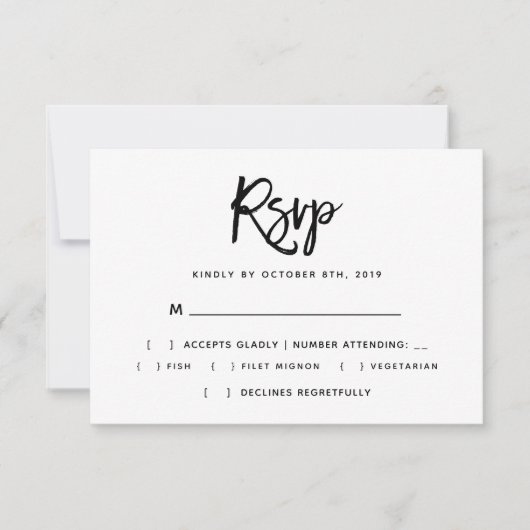Pinselskripttypografie Wedding RSVP Einladung (Vorderseite)