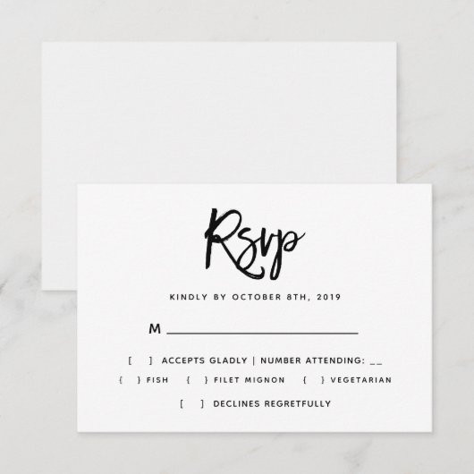 Pinselskripttypografie Wedding RSVP Einladung (Vorne/Hinten)