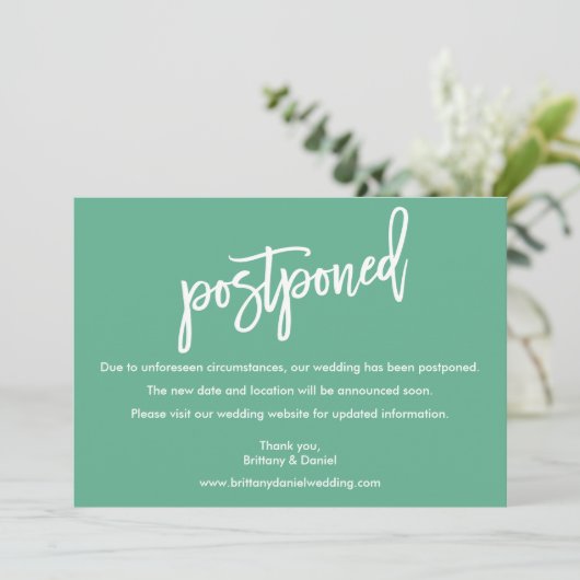 PinselskriptWedding Zurückgezogene Neo-Mint-Karte Save The Date (Stehend Vorderseite)