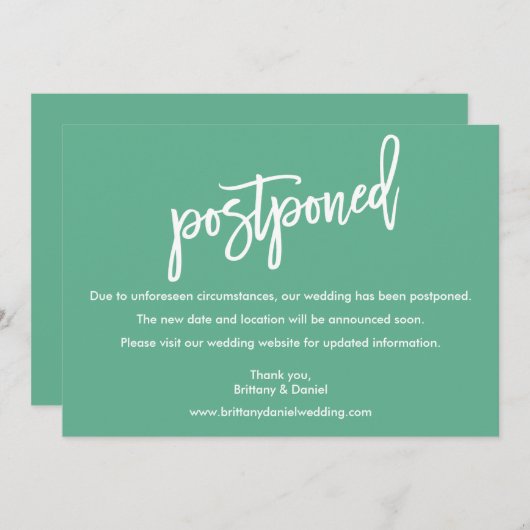 PinselskriptWedding Zurückgezogene Neo-Mint-Karte Save The Date (Vorne/Hinten)