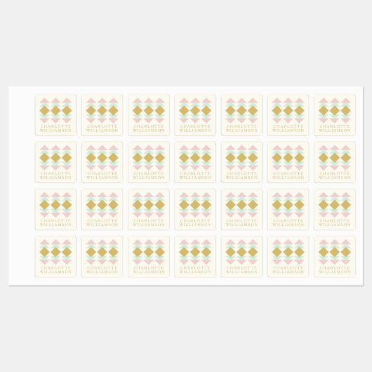 Pinselspitze und geometrischer Personalisierter Na Etiketten (Blatt)