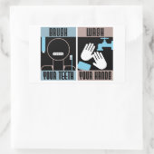 Pinselspitzen Die Zähne waschen Sie Ihre Hände Ret Rechteckiger Aufkleber (Tasche)