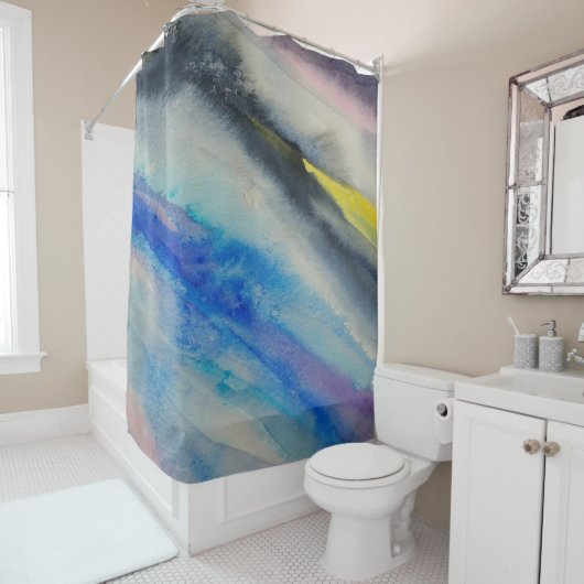 Pinselstrich, Abstrakte Aquarellfarbe Duschvorhang (Beispiel)