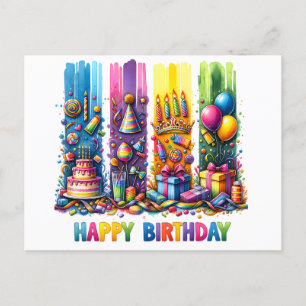 Pinselstrich Alles Gute zum Geburtstag Postkarte