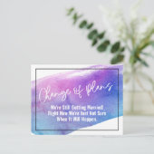 Pinselstrich Änderung von Plänen verzögert Hochzei Postkarte (Stehend Vorderseite)