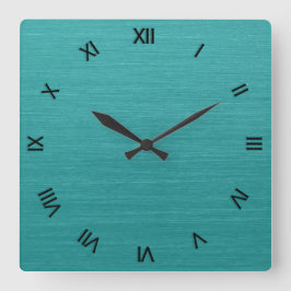 Pinselstrich Aquamarine Metal Look kash001 römisch Quadratische Wanduhr
