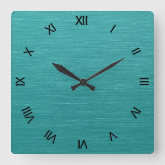 Pinselstrich Aquamarine Metal Look kash001 römisch Quadratische Wanduhr (Vorderseite)