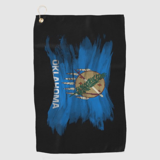 Pinselstrich auf der Staatsflagge Oklahoma, Oklaho Golfhandtuch (Vorderseite)