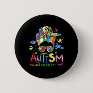 Pinselstrich Autismus-Bewusstsein Akzeptiere Liebe Button
