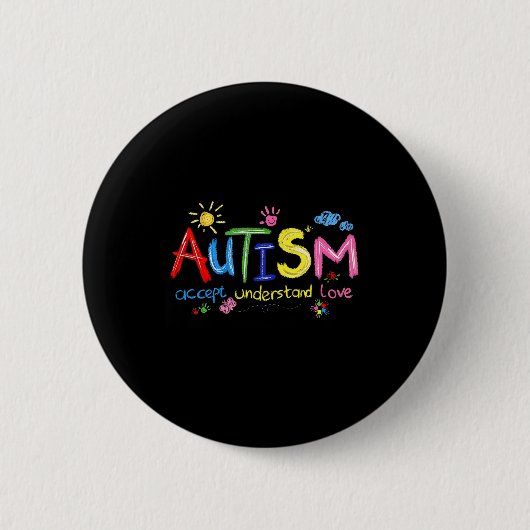 Pinselstrich Autismus-Bewusstsein Akzeptieren Vers Button (Vorderseite)