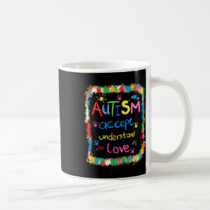 Pinselstrich Autismus-Bewusstsein Akzeptieren Vers Kaffeetasse