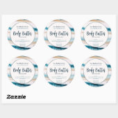 Pinselstrich, blaues, neutrales Silbertablett Runder Aufkleber (Blatt)