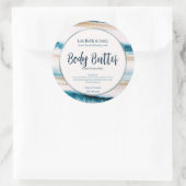 Pinselstrich, blaues, neutrales Silbertablett Runder Aufkleber (Tasche)