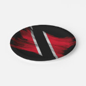 Pinselstrich der Flagge Trinidad und Tobago Pappteller (Schrägansicht)