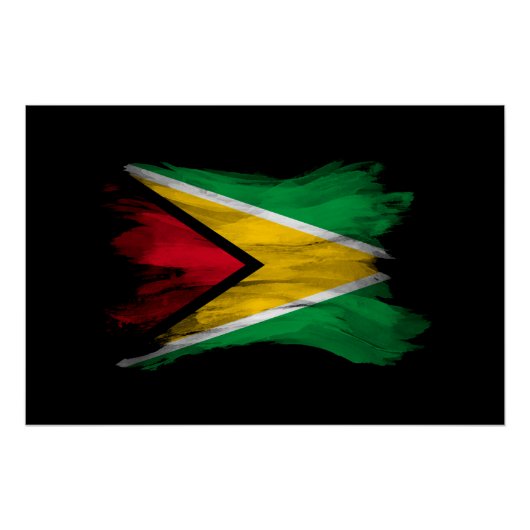 Pinselstrich der Flagge von Guyana, nationale Flag Poster (Vorderseite)
