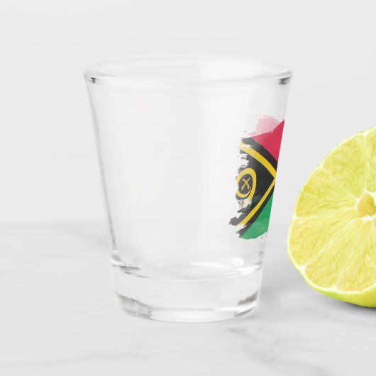 Pinselstrich der Vanuatu-Fahne Schnapsglas (Links)