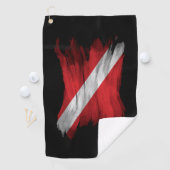 Pinselstrich "Diver Down", Tauchflagge Golfhandtuch (Insitu)