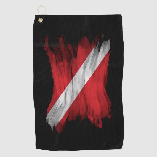 Pinselstrich "Diver Down", Tauchflagge Golfhandtuch (Vorderseite)