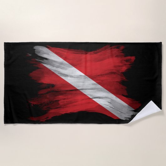 Pinselstrich "Diver Down", Tauchflagge Strandtuch (Vorderseite)