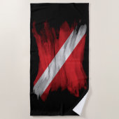 Pinselstrich "Diver Down", Tauchflagge Strandtuch (Vorderseite)