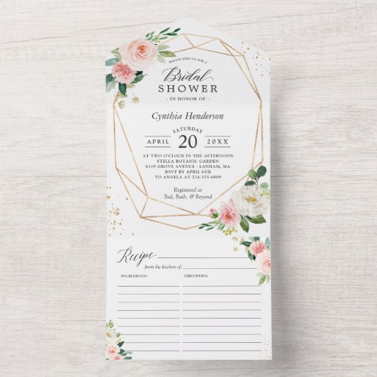 Pinselstrich Geometrisches Brautparty mit Rezept All In One Einladung (Innen Boden)