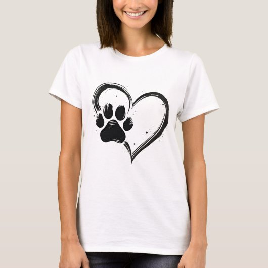 Pinselstrich Heart Paw Print Women's T - Shirt (Vorderseite)