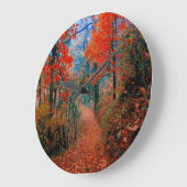 Pinselstrich Herbstflame Wasserfarbenuhr Große Wanduhr (Winkel)