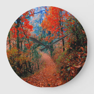 Pinselstrich Herbstflame Wasserfarbenuhr Große Wanduhr