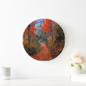 Pinselstrich Herbstflame Wasserfarbenuhr Große Wanduhr (Zuhause)