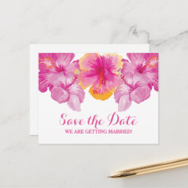 Pinselstrich Hibiskus Floral Save the Date Postkar Ankündigungspostkarte