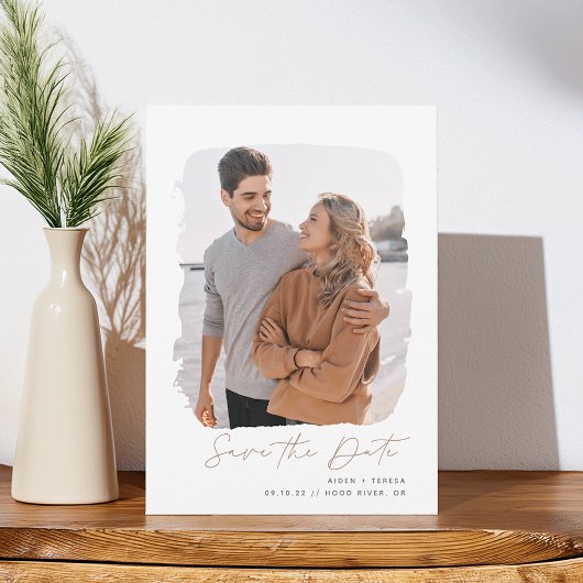 Pinselstrich-Kontur | Vertikales Foto Save The Date