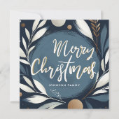 Pinselstrich Kranz Blauer Frohe Weihnachten (Vorderseite)