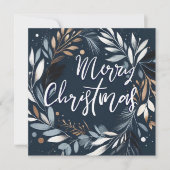 Pinselstrich Kranz Blauer Frohe Weihnachten (Vorderseite)