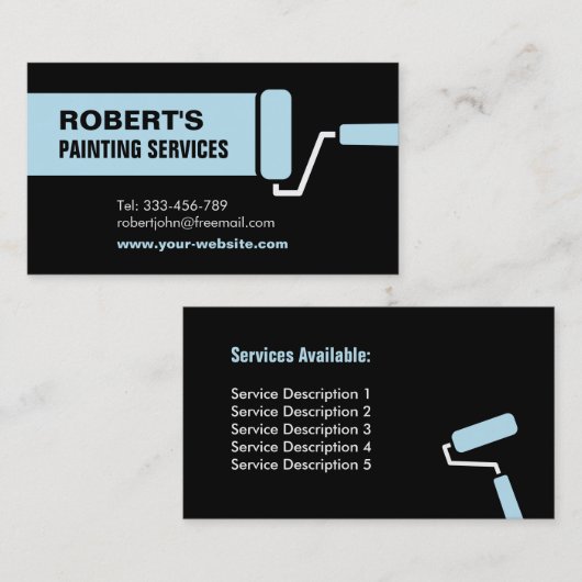 Pinselstrich mit blauer Rolle Visitenkarte (Vorne/Hinten)