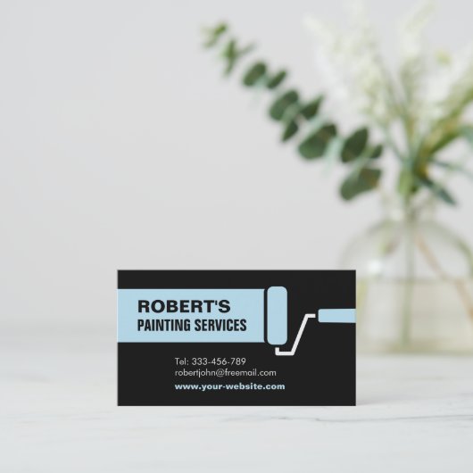 Pinselstrich mit blauer Rolle Visitenkarte (Stehend Vorderseite)