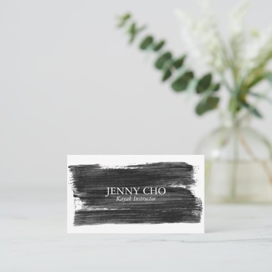 Pinselstrich mit schwarzem und weißem Pinsel Visitenkarte (Stehend Vorderseite)