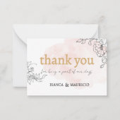 Pinselstrich mit schwarzer Flora Danke Mitteilungskarte (Vorderseite)