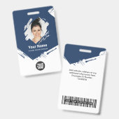 Pinselstrich-Mitarbeiterfoto, Barcode, Logo, Name Ausweis (Vorder- & Rückseite)